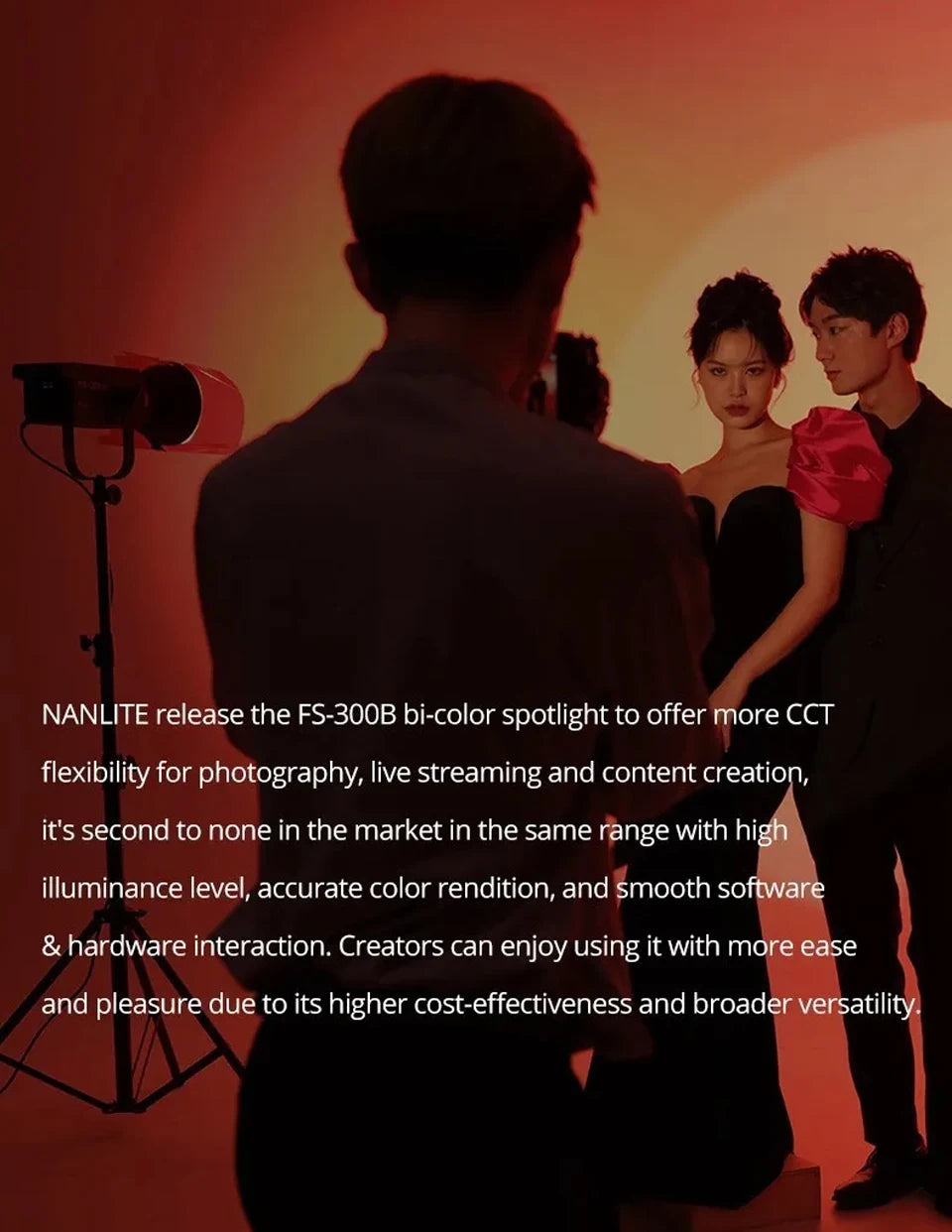 Nanlite FS-300B Bi-Color LED Video Light 350W Studio Lighting Tidesmit