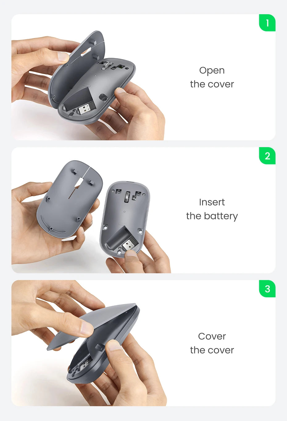 UGREEN Mouse Wireless Bluetooth 2.4G Silent Mice 4000 DPI Left Right Hand For MacBook Tablet Computer Laptop PC Wireless Mouse