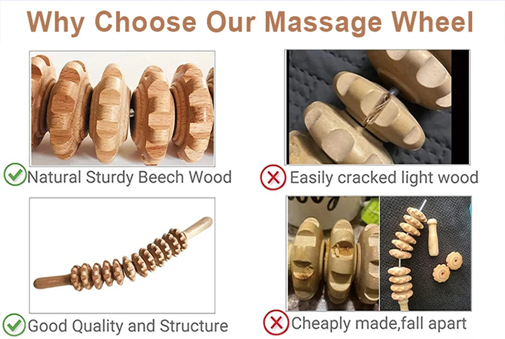 Wooden Back Massage Roller Stick - 12 Gear Deep Tissue Tool Back Massage Instrument Tidesmit