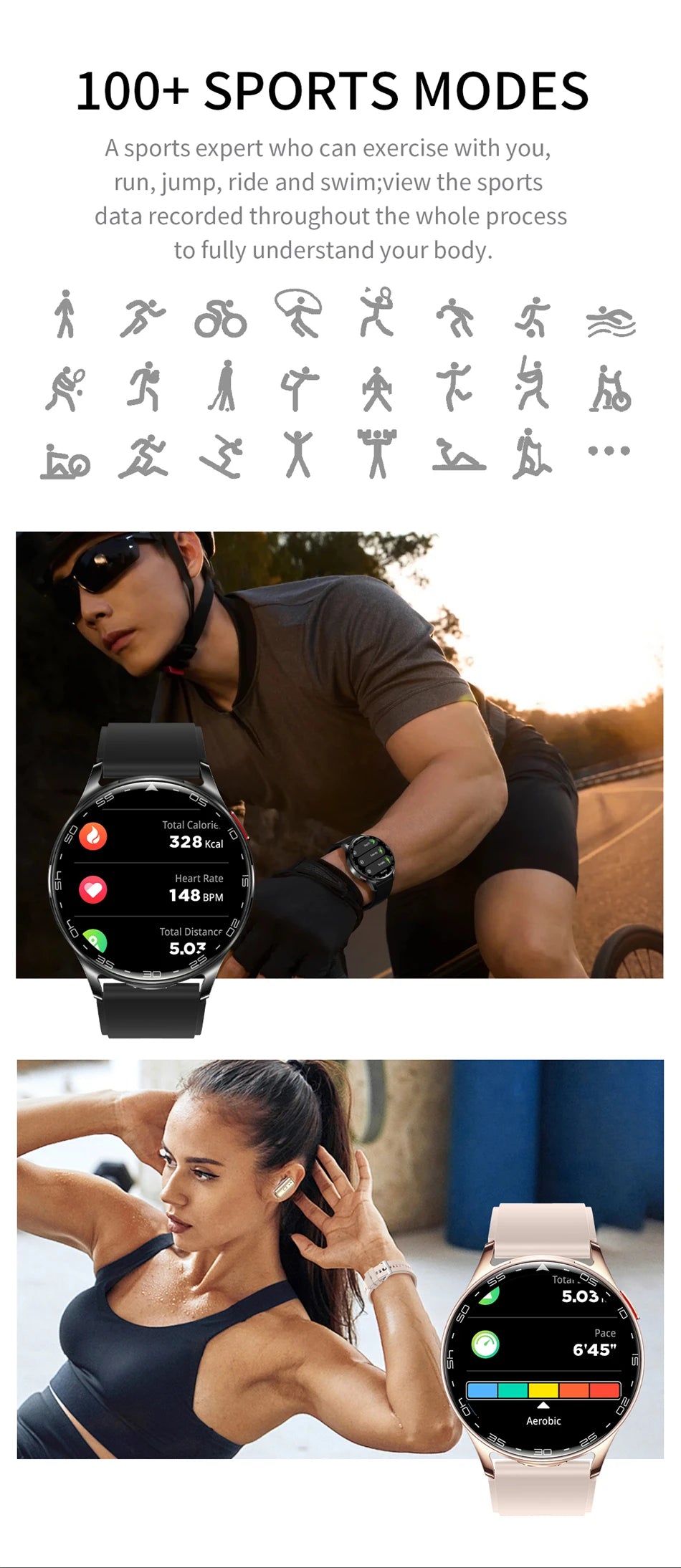 LIGE New 2-in-1 Smart Watch with TWS Bluetooth Earphones Heart Rate Blood Oxygen Monitor New Sport Fitness BT Call Music Watches