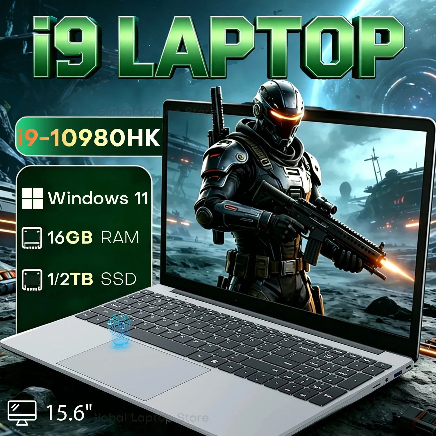 15.6" Laptop Computer Intel 10980HK Windows 11 Gaming Laptop 16GB RAM 1TB SSD 180° Open Backlit Keyboard Fingerprint Notebook PC