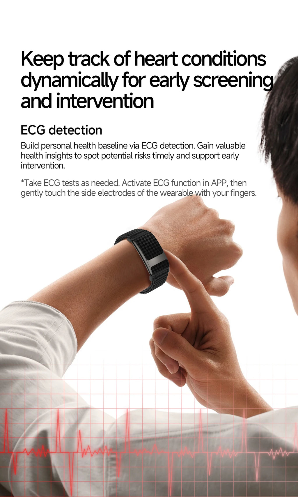 VWAR FLOW ECG Smart Fitness Bracelet Heart Rate Blood Oxygen Sleep Monitor Body Temperature Stress Tracker Women Men Health Band