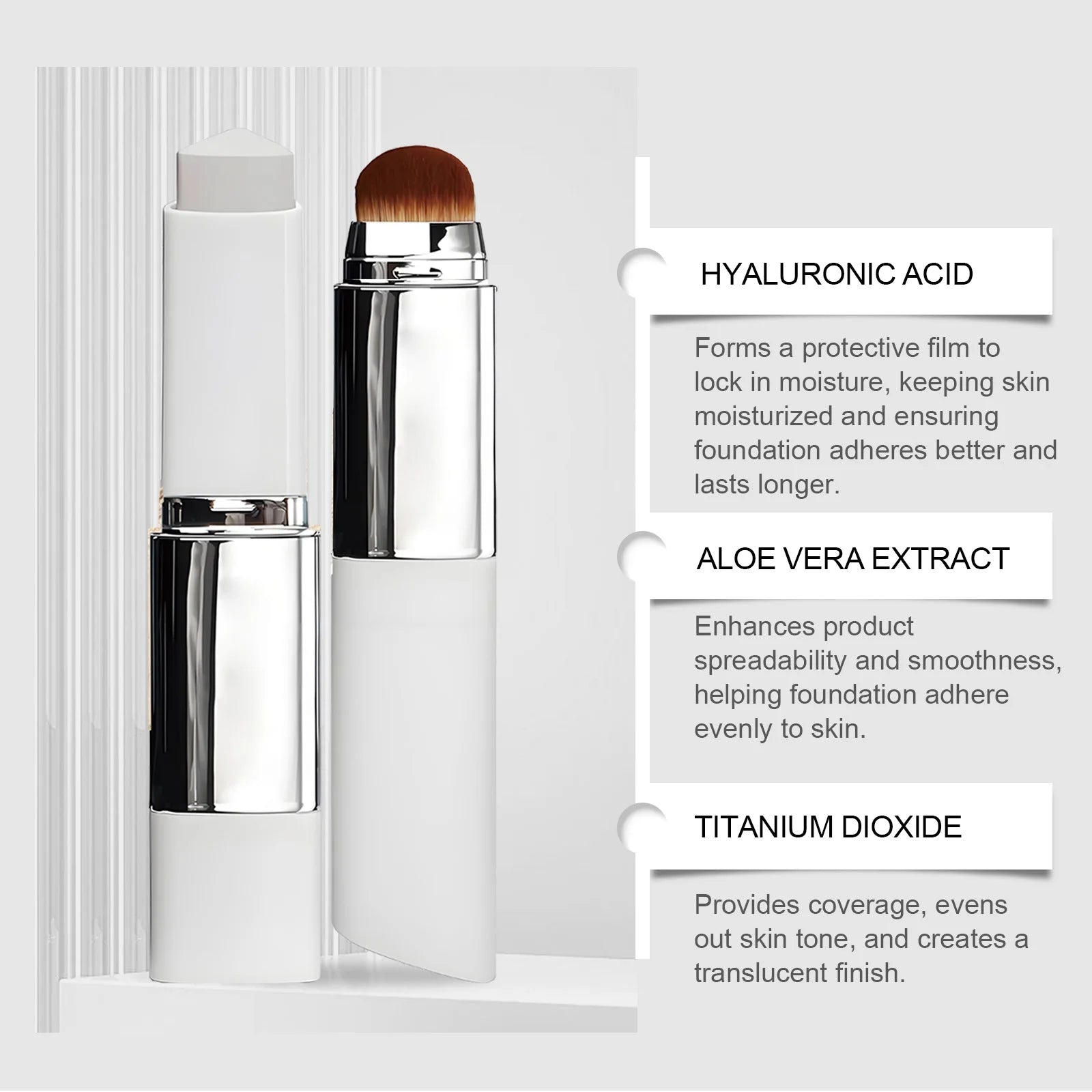 Tidesmit ivory white color changing foundation stick matte finish skin care makeup texture detail view