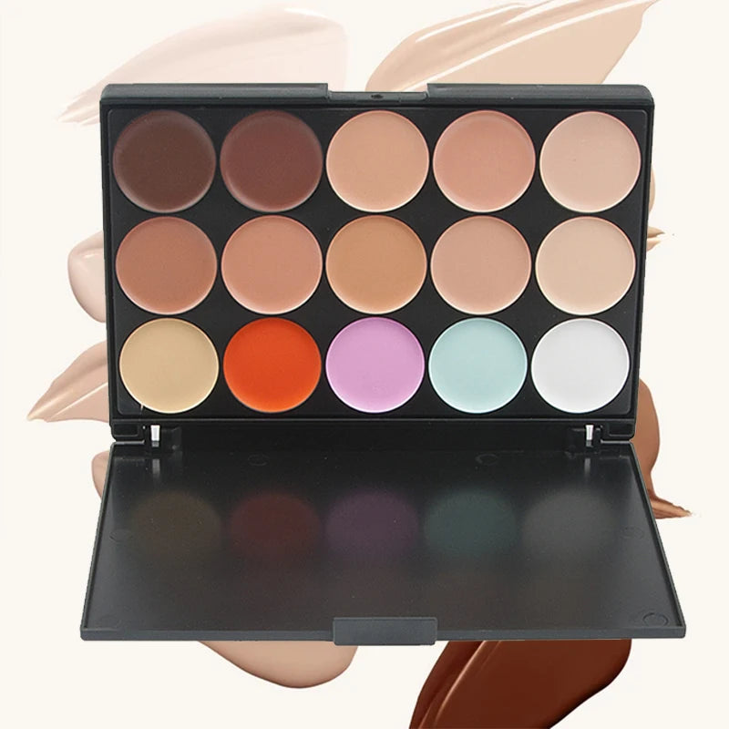 Tidesmit 15 color multifunction concealer palette showing creamy texture and shade swatches for face makeup