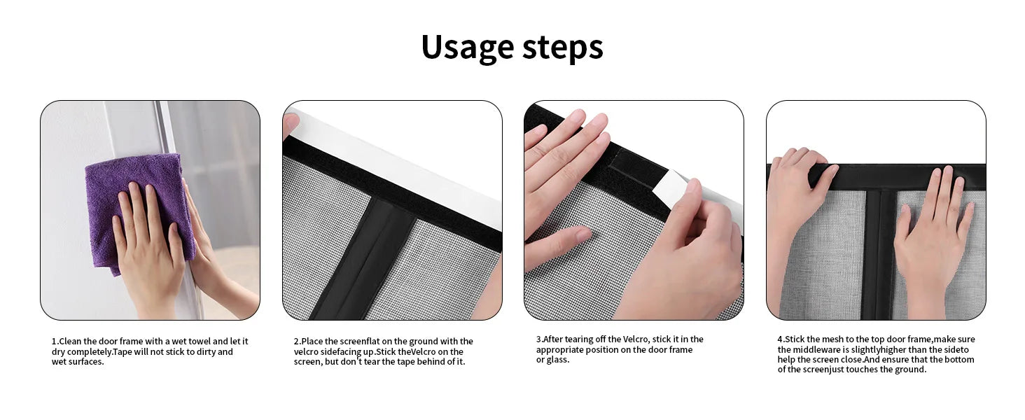 Black Fibreglass Magnetic Door Screen CustomSize Mosquito Net Curtain Fly Insect Automatic Closing Invisible Mesh For Home Decor