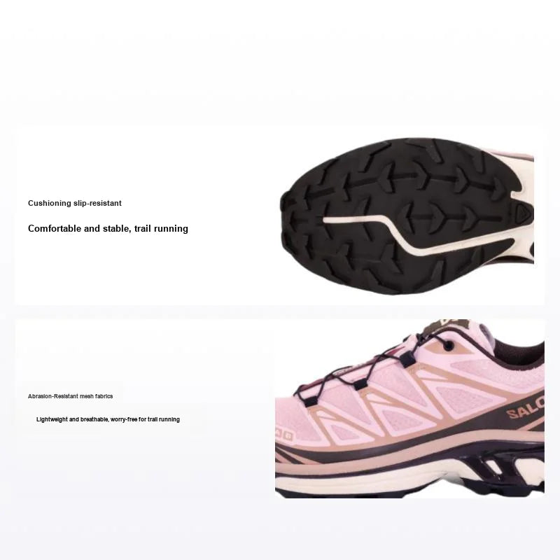 POIZON SALOMON x NAKED Copenhagen XT 6 Soft And Comfortable Mesh Low top Casual Trail Running Shoes Unisex Pink L47951000