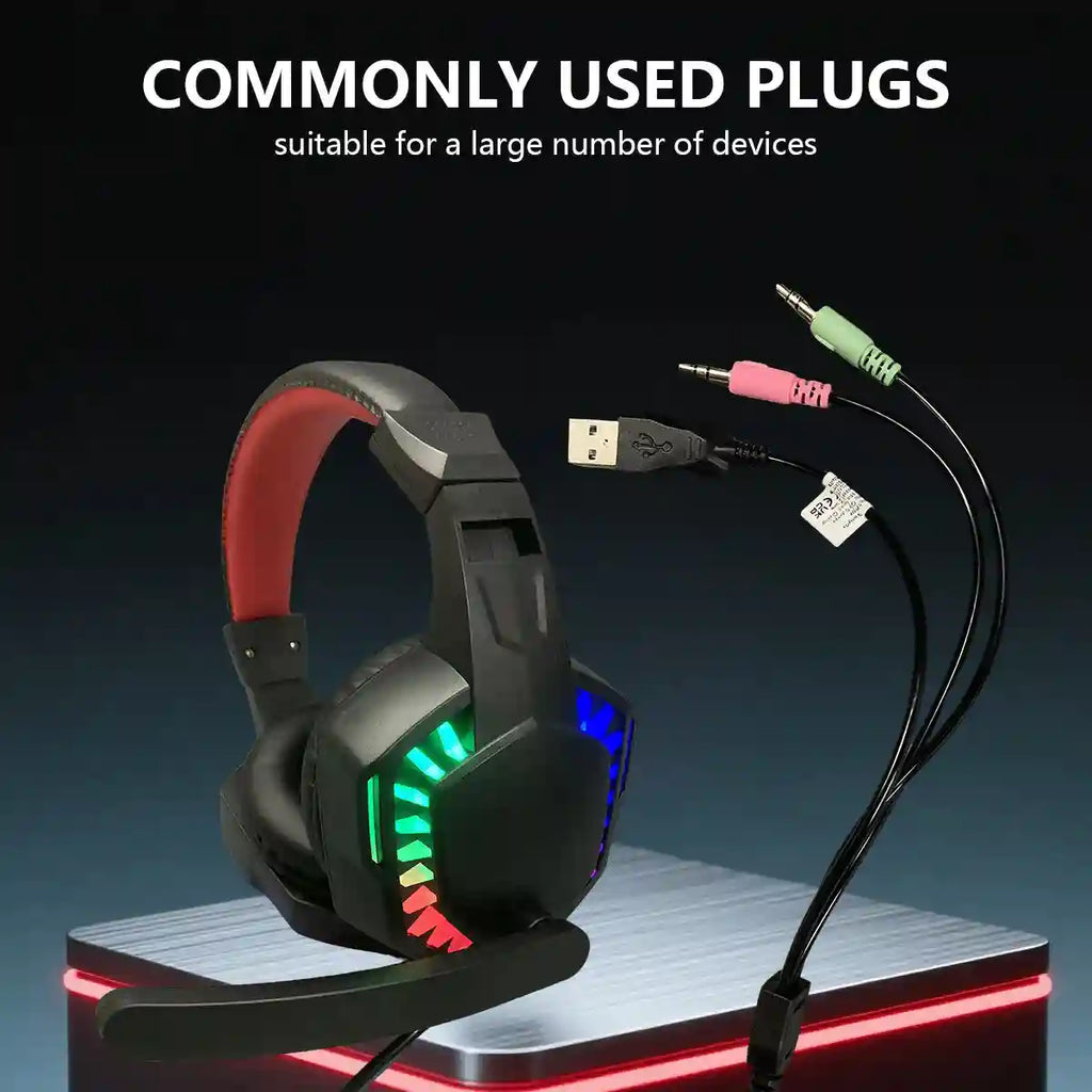 Wired Gaming Headset with RGB Lighting - Over-Ear Precision Audio Tidesmit