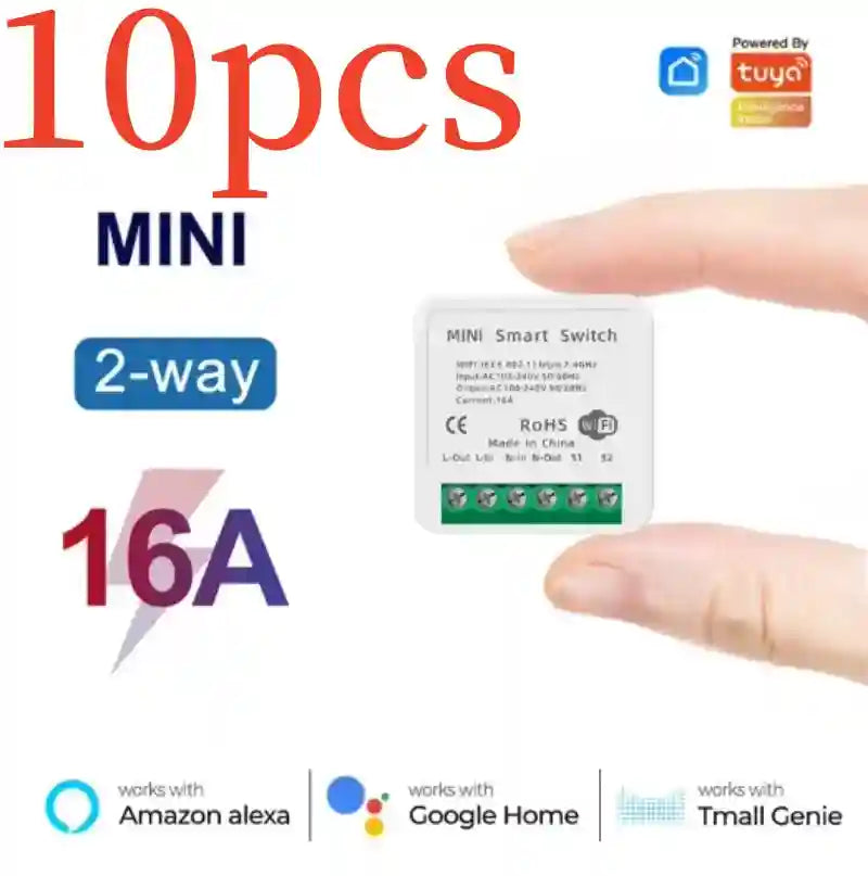 WiFi Smart Switch 16A Module – 2-Way Alexa and Google Home Compatible 10PCS Tidesmit
