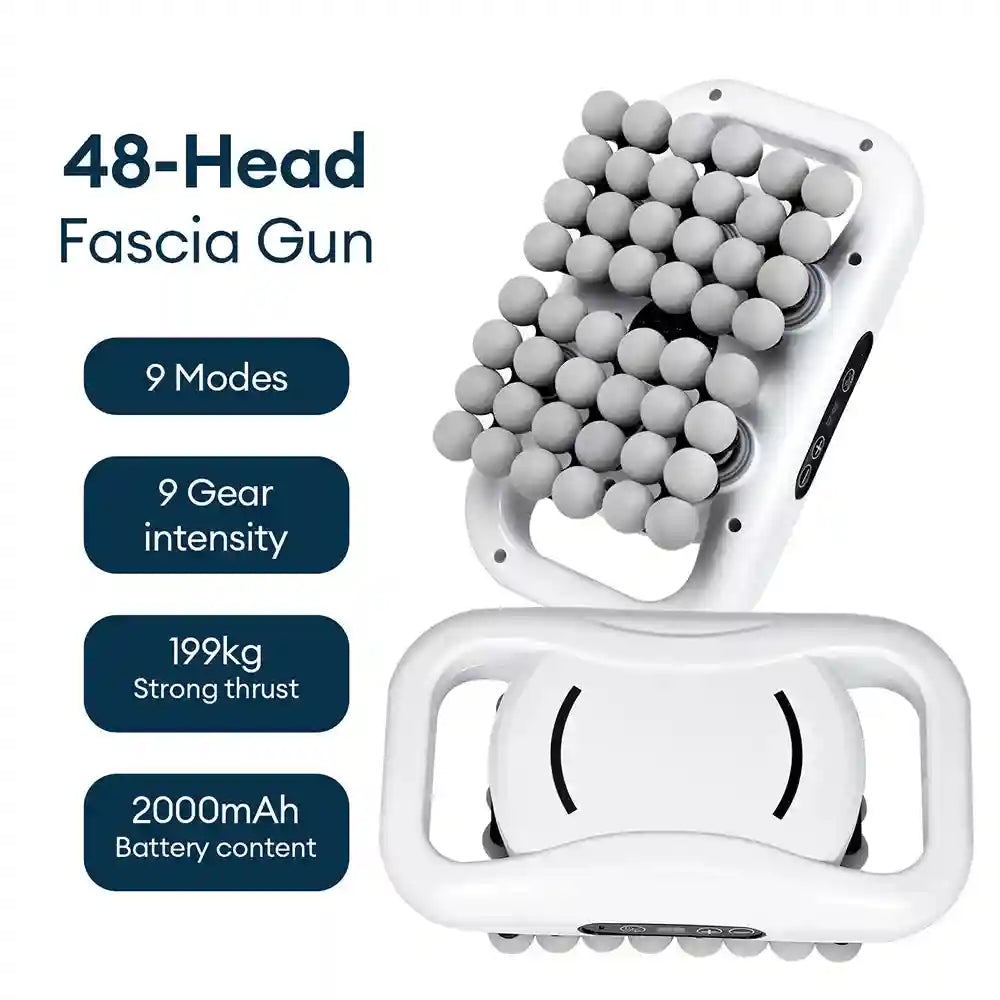 Fascia Gun 48-Head Deep Tissue Percussive Massager for Muscle Recovery Fascia Gun White Tidesmit