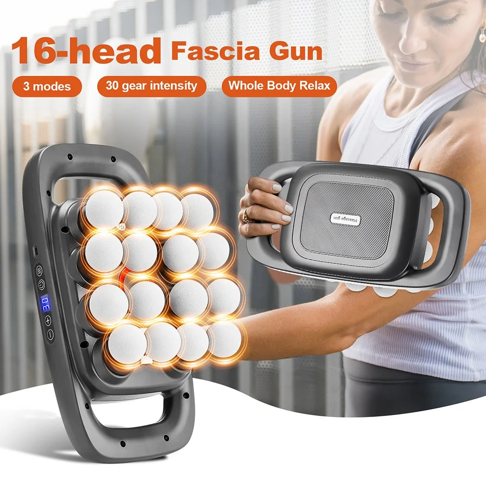 Deep Tissue Massage Gun - 16-Head Portable Electric Massager Body Shaping Massage Equipment Tidesmit