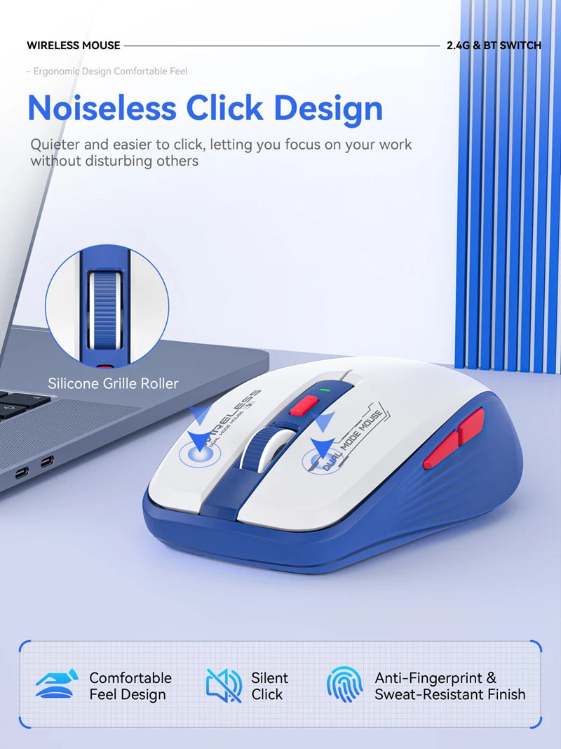 M303L Bluetooth Wireless Mouse 2.4G Dual Mode 1600 DPI Silent Tablet Notebook PC Office Portable Mouse For Android ios