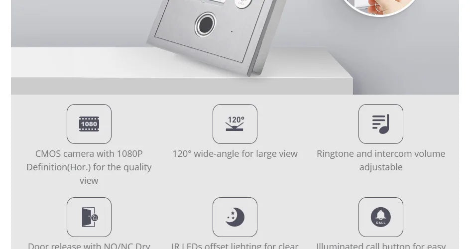 HD Waterproof Doorbell Camera with 3 Buttons Fingerprint RFID Access 1080P for 4 Wire HOMSECUR Video Door Phone Intercom 3 Flats