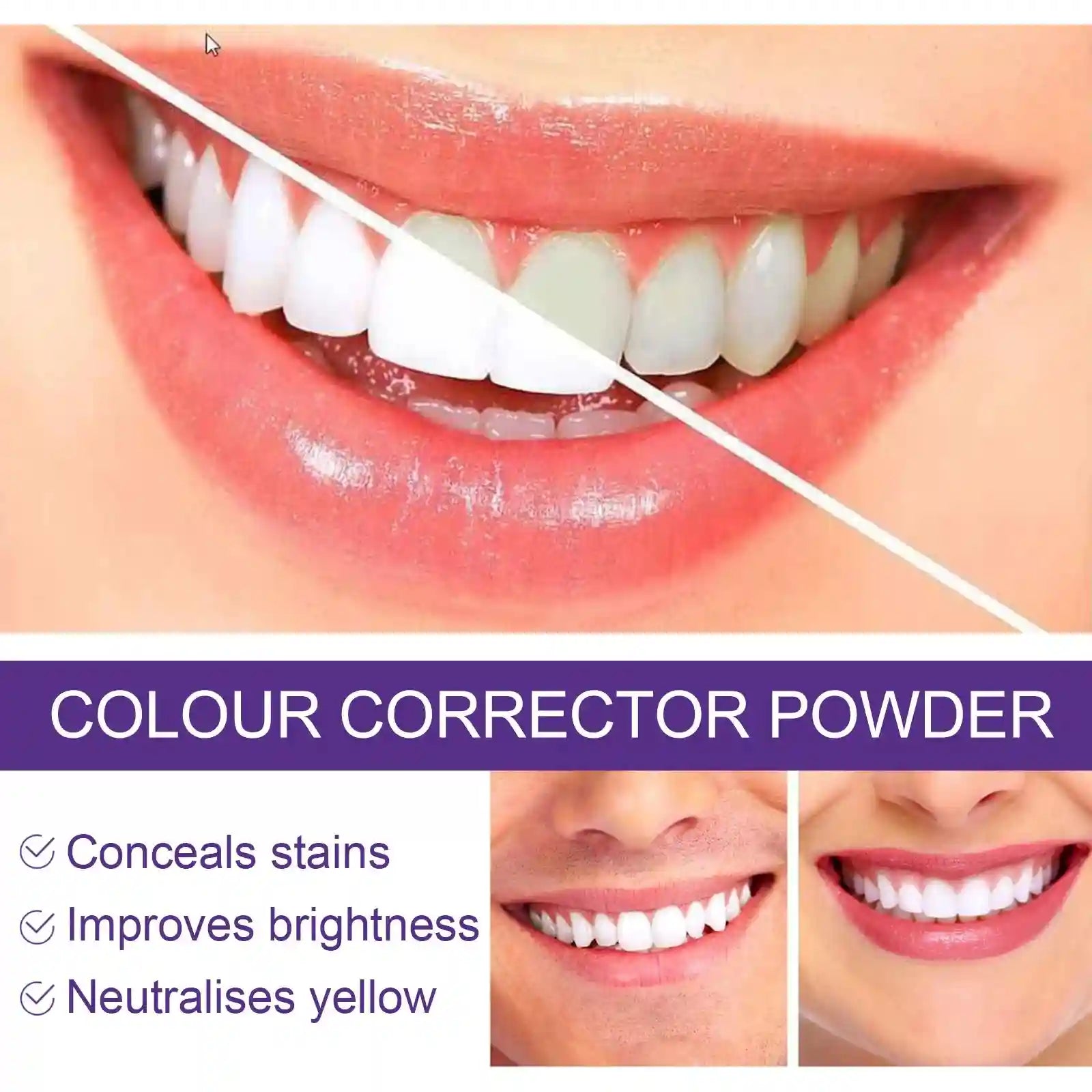 Tidesmit purple teeth whitening powder for plaque removal and dental stain brightening