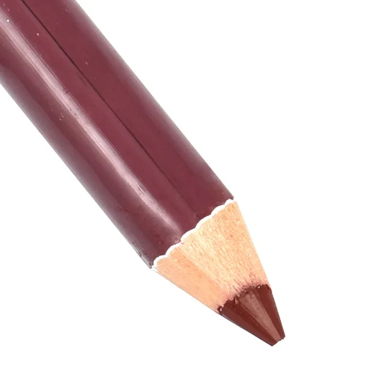 Waterproof velvet matte lip liner pencil in deep burgundy red for precise, long-lasting lip and eye makeup definition.