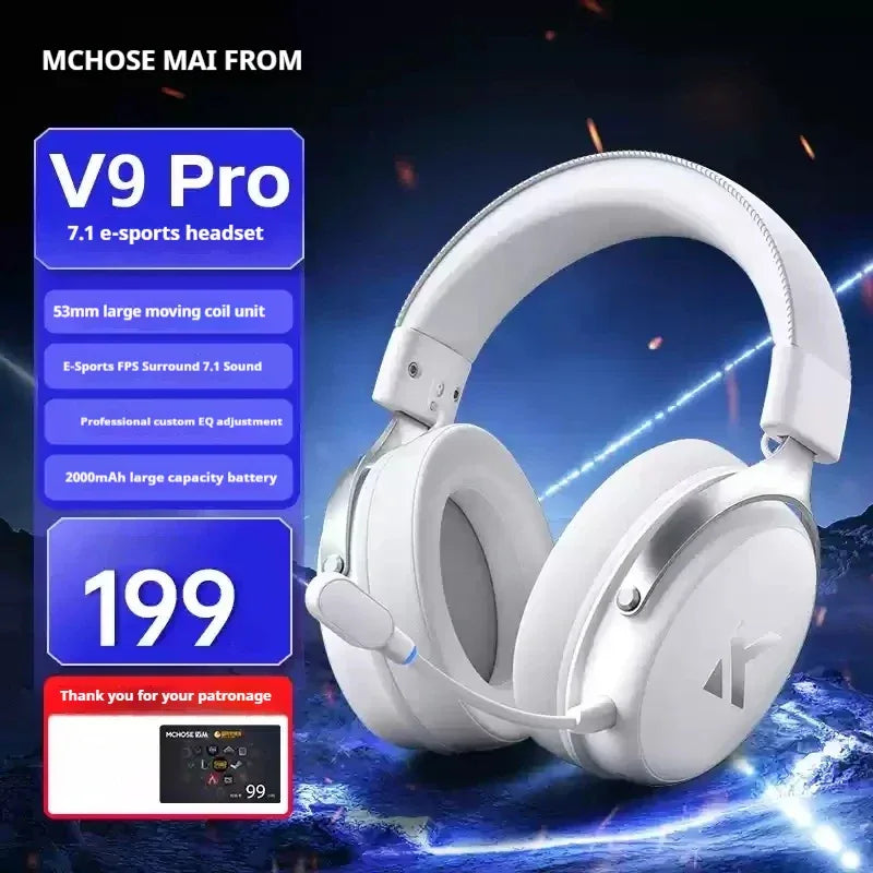 Tidesmit V9 Pro Wireless Gaming Headset Noise Canceling Tri-Mode V9 Pro silver Tidesmit