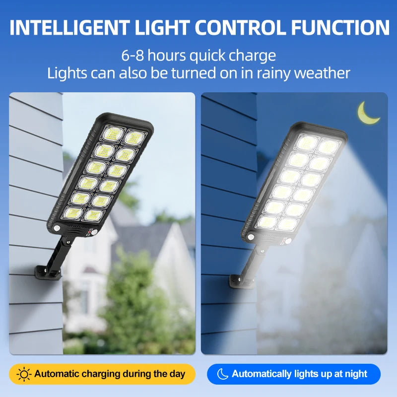 9000 Lumens Super Bright Solar Street Lamp Outdoor Garden Security LED COB Path Light Waterproof With Motion Sensor Remote Night Lights