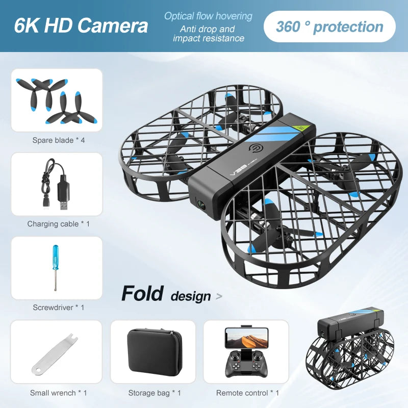 Foldable 6K Camera Drone with WiFi FPV and Headless Mode - Tidesmit V38 V38 6K CAMERA Tidesmit