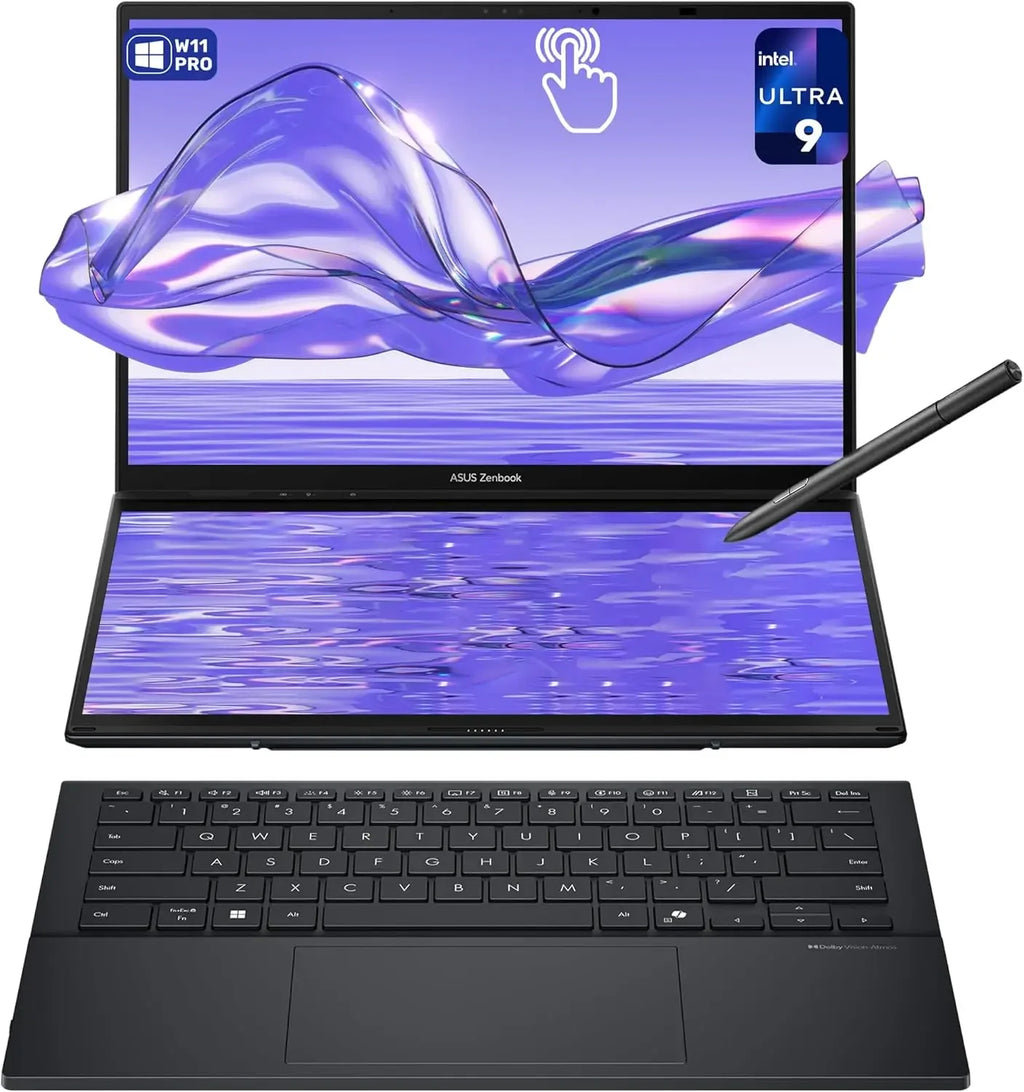 ASUS Zenbook Duo Dual Laptop, Intel Ultra 9-285H, 32 GB LPDDR5X RAM, 4 TB PCIe SSDIntel Arc Graphics, Backlit Keyboard, W11 Pro