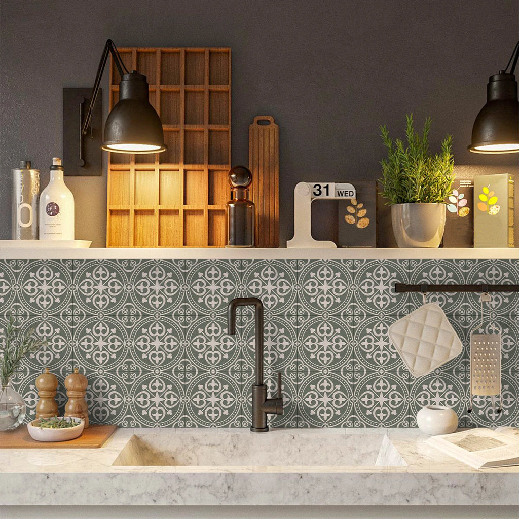 15x15cm Moroccan Style Peel and Stick Tile Stickers, Self Adhesive Waterproof Wall Decor for Kitchen Bathroom (ART Series)