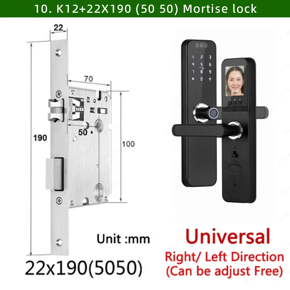 CDOK K12 Tuya WiFi smart door lock, remote unlocking, with cat-eye camera and face unlocking