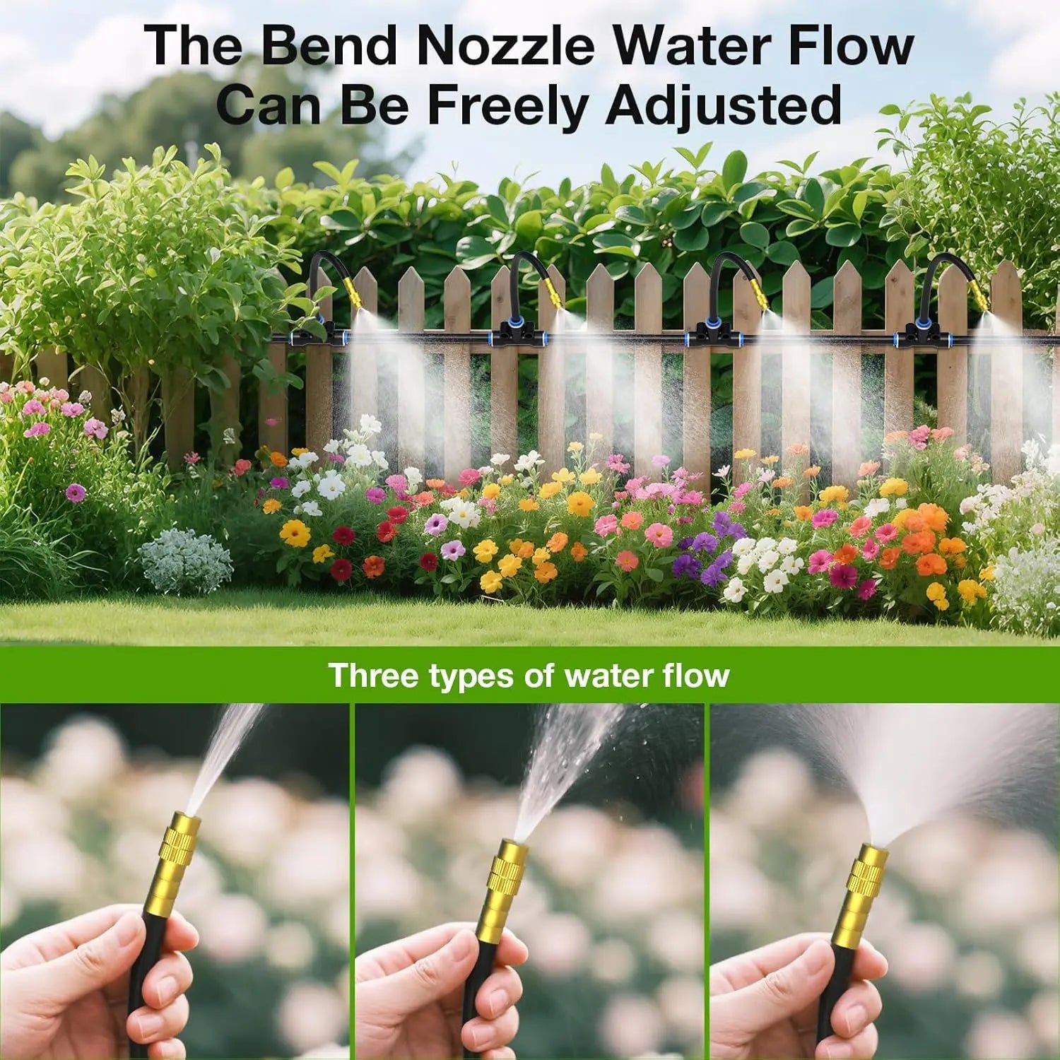 30M60M DIY Free Bending Universal Sprayer Kit 6mm Hose Patio Misting Cooling System for Garden Plant Fogging Watering Irrigation