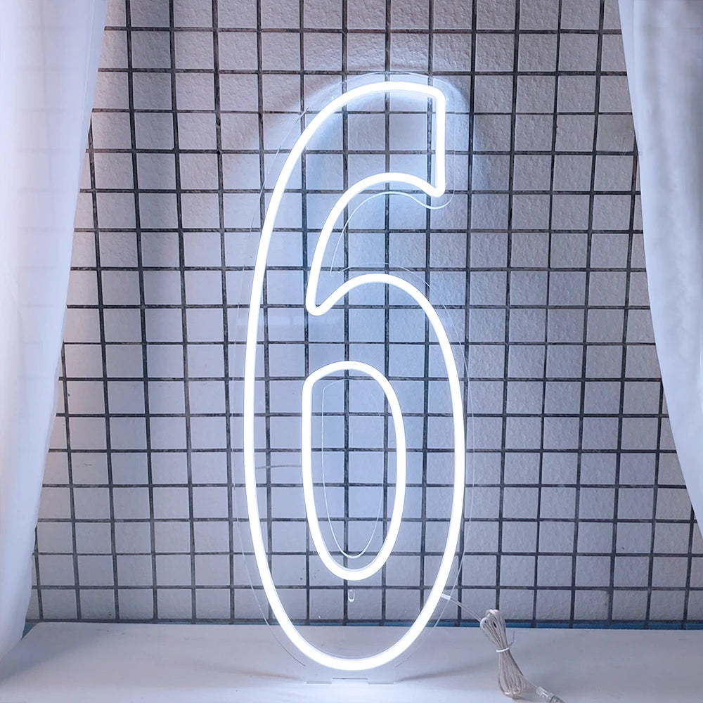 LED Neon Number Sign for Weddings | Customizable Event Lighting 76-100cm number 6 China Mainland Tidesmit