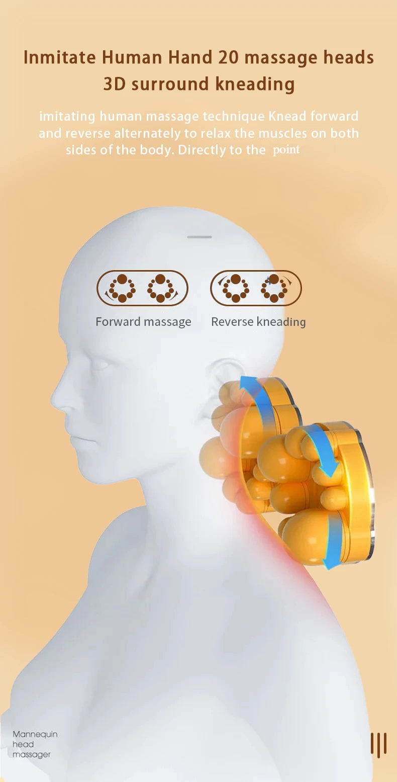 Electric Cervical Neck Massager with Heat Therapy and Airbag Traction Back Massage Instrument Tidesmit