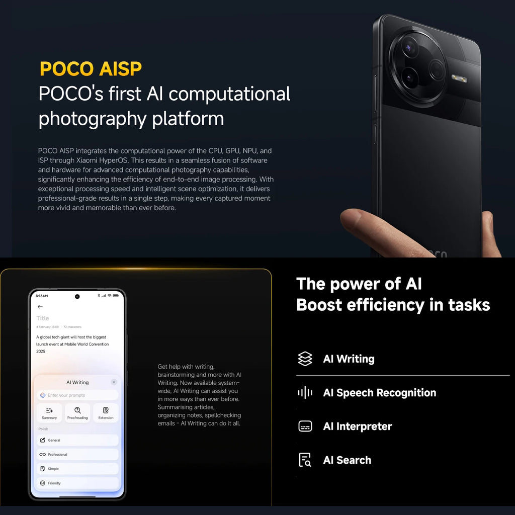 POCO F7 Pro 5G Smartphone 12GB 256GB - 120Hz AMOLED Display AE Tidesmit