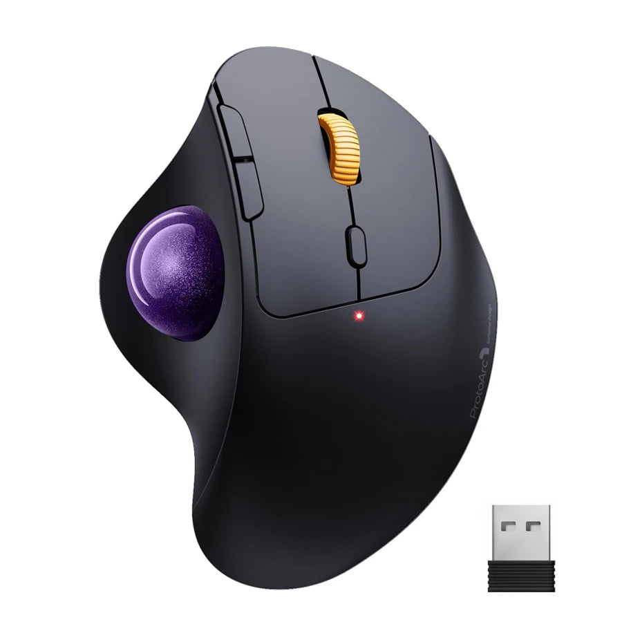 ProtoArc Wireless Trackball Mouse 2.4g Ergonomic Rollerball Mouse Rechargeable Bluetooth Computer Mice 3 Device Connection