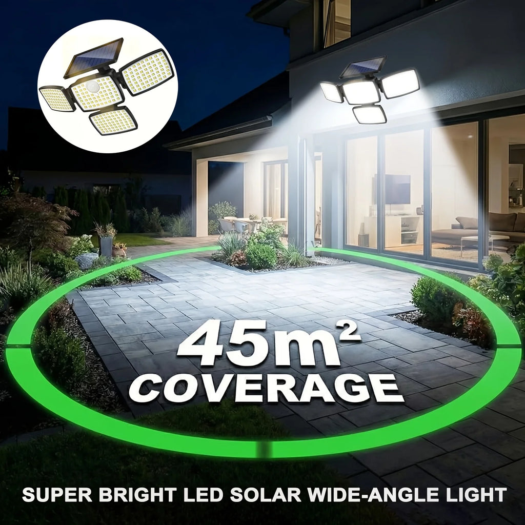 1/2-pack 218LEDs Solar Outdoor Lights with Motion Sensor, Solar Powered Security Lamp with Remote, 3 Lighting Modes, IP65 Waterproof for Backyard Yard Garden Driveway