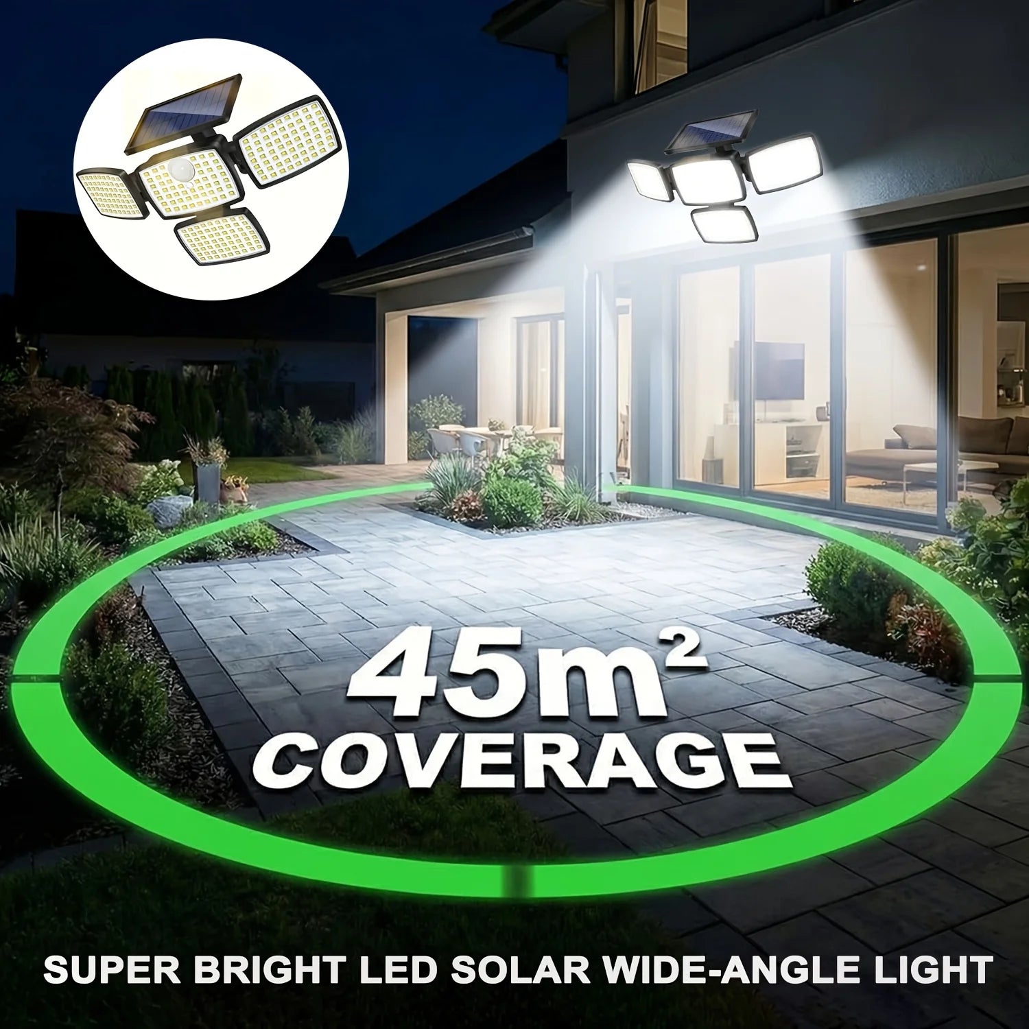 1/2-pack 218LEDs Solar Outdoor Lights with Motion Sensor, Solar Powered Security Lamp with Remote, 3 Lighting Modes, IP65 Waterproof for Backyard Yard Garden Driveway