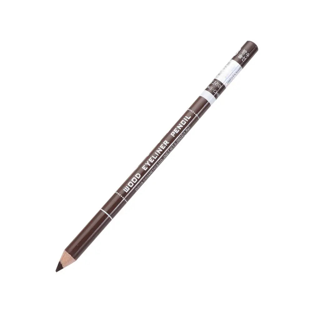 Professional brown wood waterproof lip liner pencil for long-lasting makeup application on a white background.