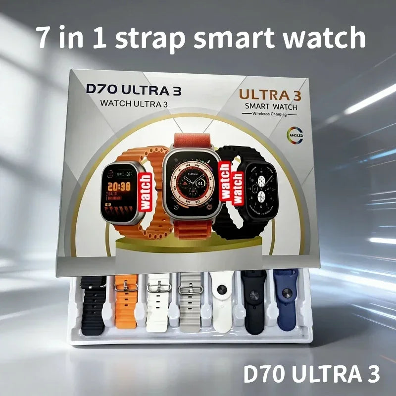 New Fashion Smart Watch Bluetooth Call Man Woman Heart Rate Health Monitoring Sports Waterproof Smartwatch 7 in 1 Straps Watch