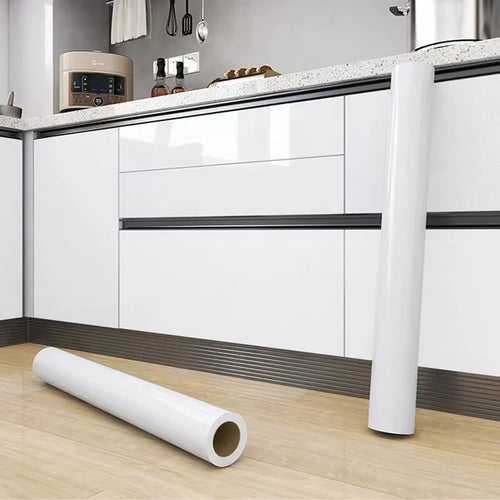 Self-adhesive marble wallpaper roll, white with gray veining
