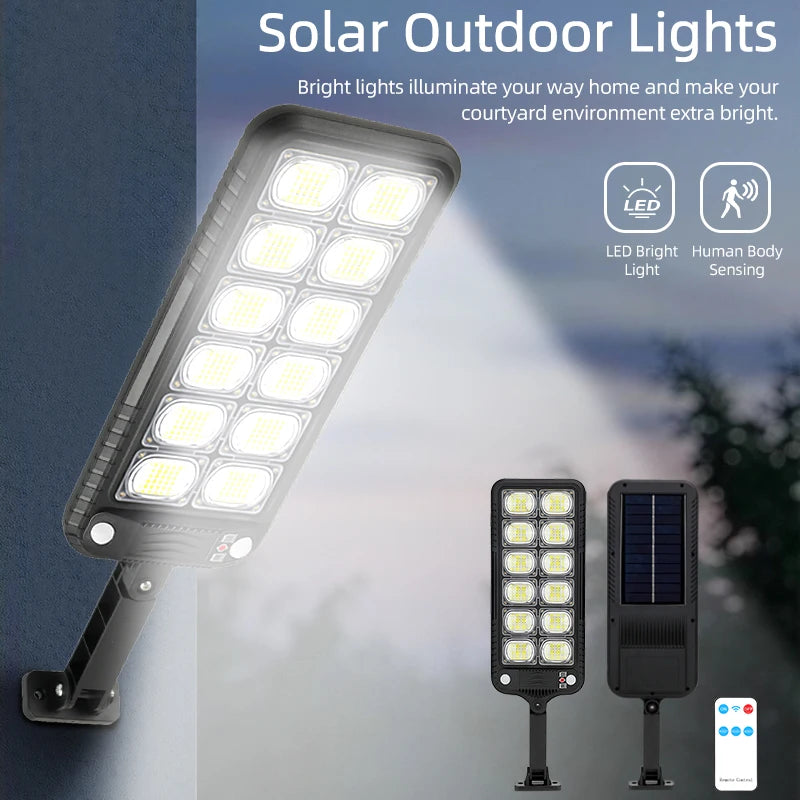 9000 Lumens Super Bright Solar Street Lamp Outdoor Garden Security LED COB Path Light Waterproof With Motion Sensor Remote Night Lights
