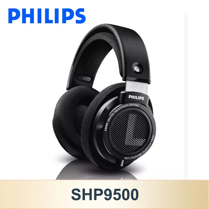 Philips SHP9500 Headphone HiFi Stereo Wired Earphone Computer Online Learning Earbuds Esports Game 3.5mm 6.3mm Universal Headset SHP9500 Black Tidesmit