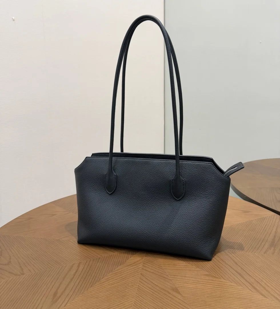 2026 new cow spine leather large capacity shoulder bag, leather handbag, commuting leather women's bag, high-end customized vers