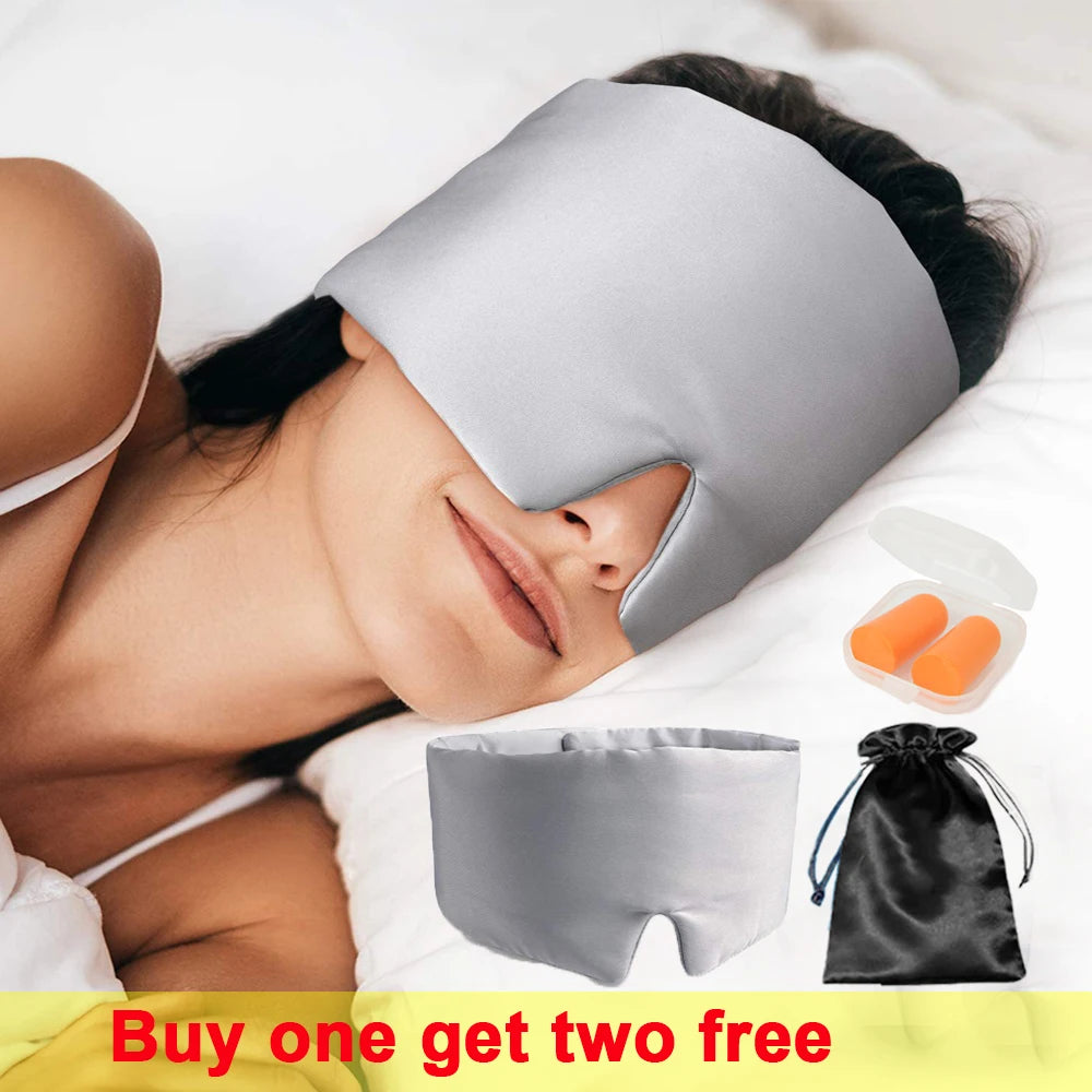 100% Mulberry Silk Sleep EyeMask+Sponge Earplugs,Sleep Mask Adjustable Headband Blocking Light Eyepatch for Travel&Nap Sleep