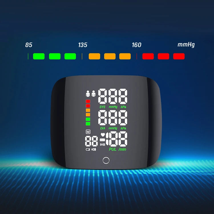 Medical Digital Wrist Blood Pressure Monitor Heart Rate Pulse Meter Measure Sphygmomanometer PR LCD Screen Portable Health Care