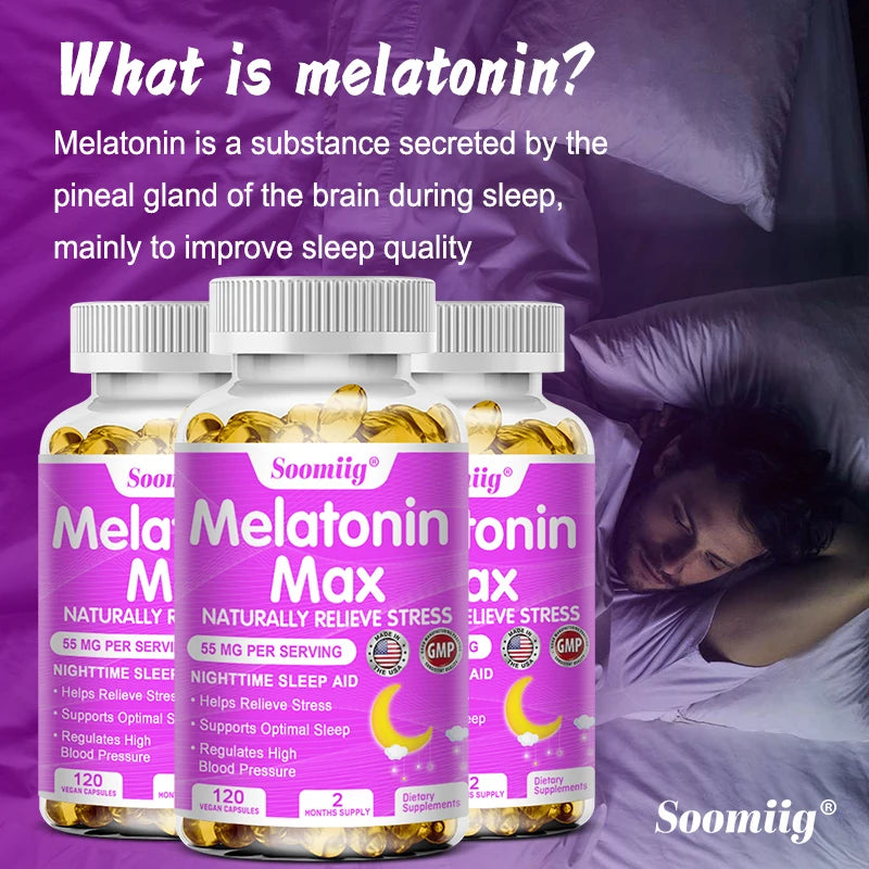 Melatonin - Dietary Supplement To Improve Nighttime Sleep Quality and Improve Insomnia, Reduce Waking Time, Boost Immunity