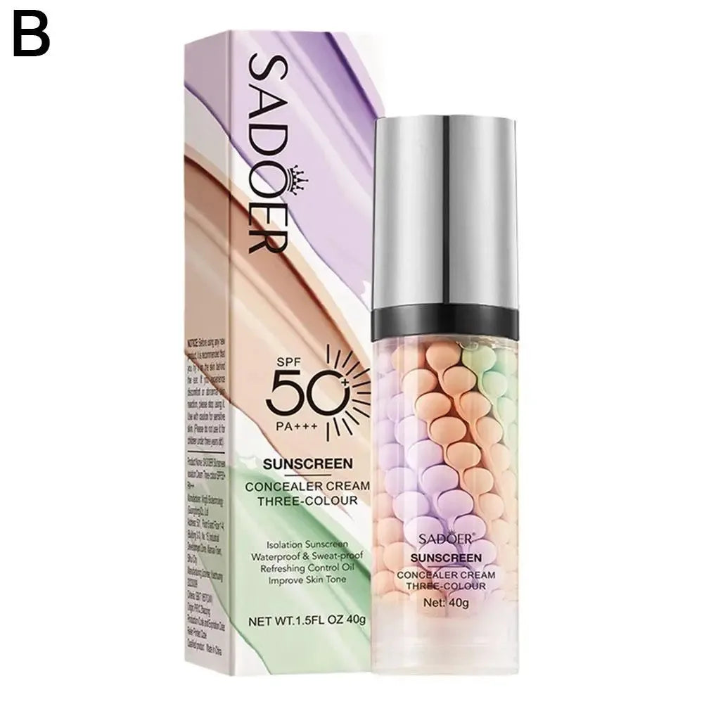 Tidesmit tri-color face makeup primer swatch showing waterproof cream contour texture for natural foundation base