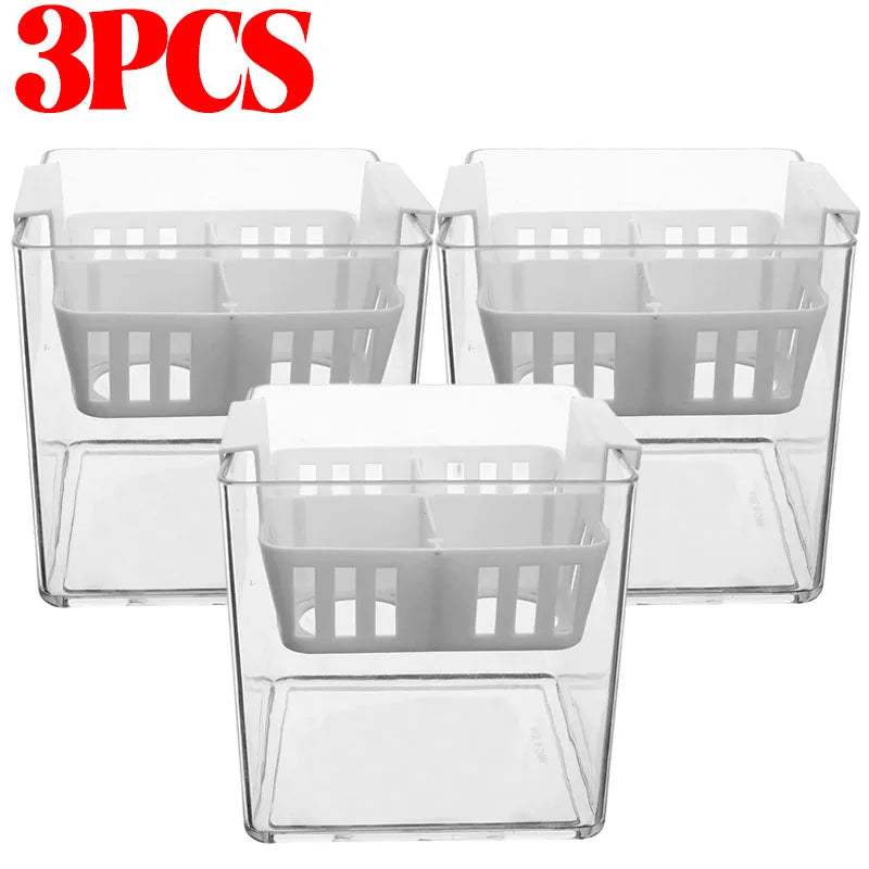 Set of three white 4-cell tulip bulb planters with clear reservoirs