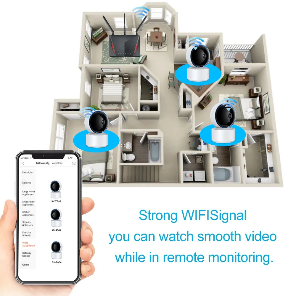 Tuya Smart 360° PTZ Security Camera with AI Motion Tracking- Baby/Pet/House Monitor,2-Way Talk,Ultra - Clear IR Night Vision