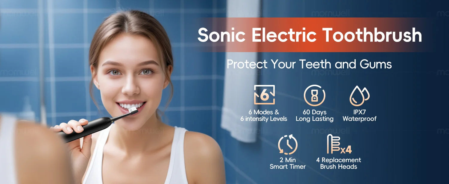 Mornwell Portable Water Flosser with Electric Toothbrush Combo:Gums Care - Brushing & Flossing for Adults, Travel Use, D52 & X3