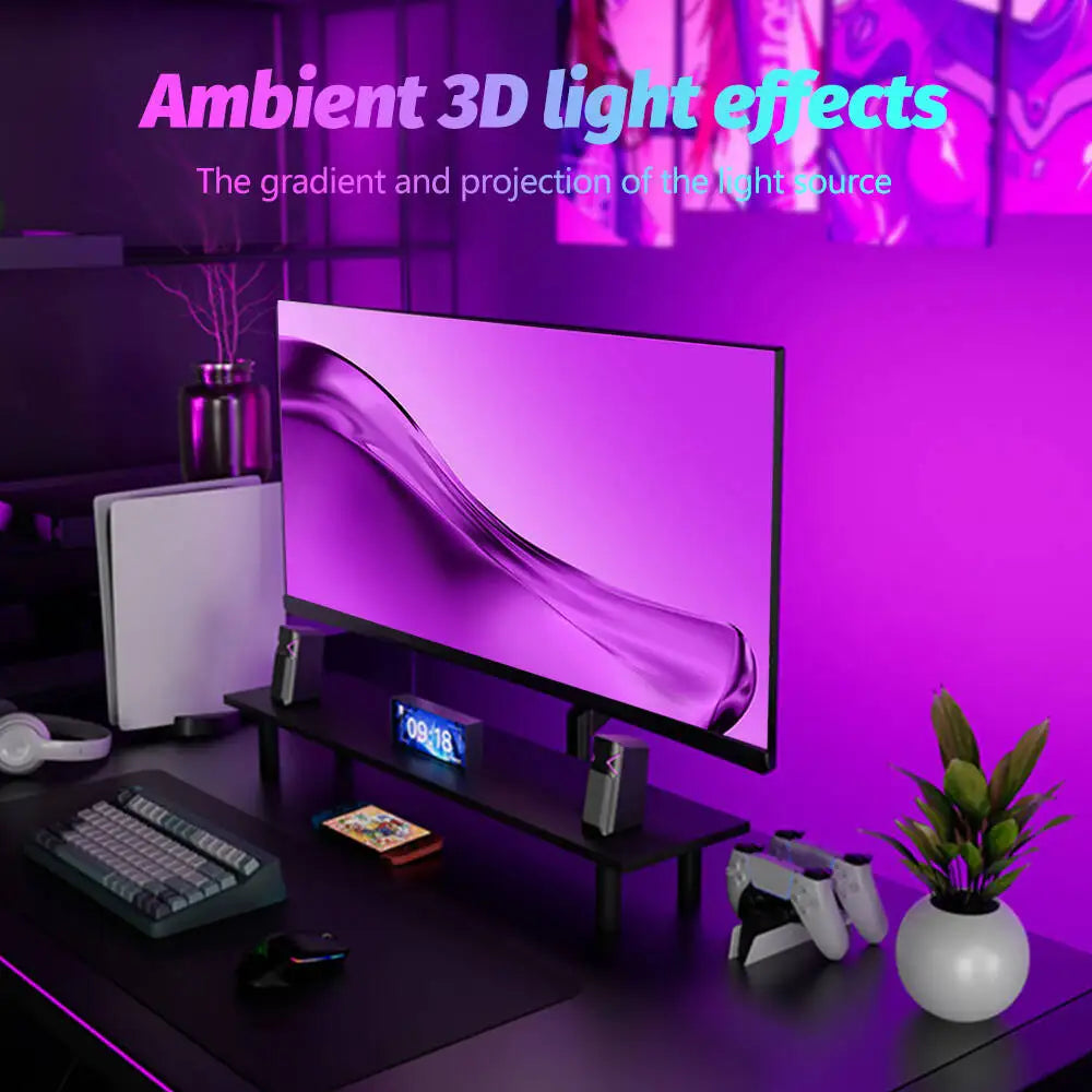 RGB Computer Monitor Screen SYNC Light Strip Backlights Light Bar Sync with Screen Color/Music Double USB Desk Gaming