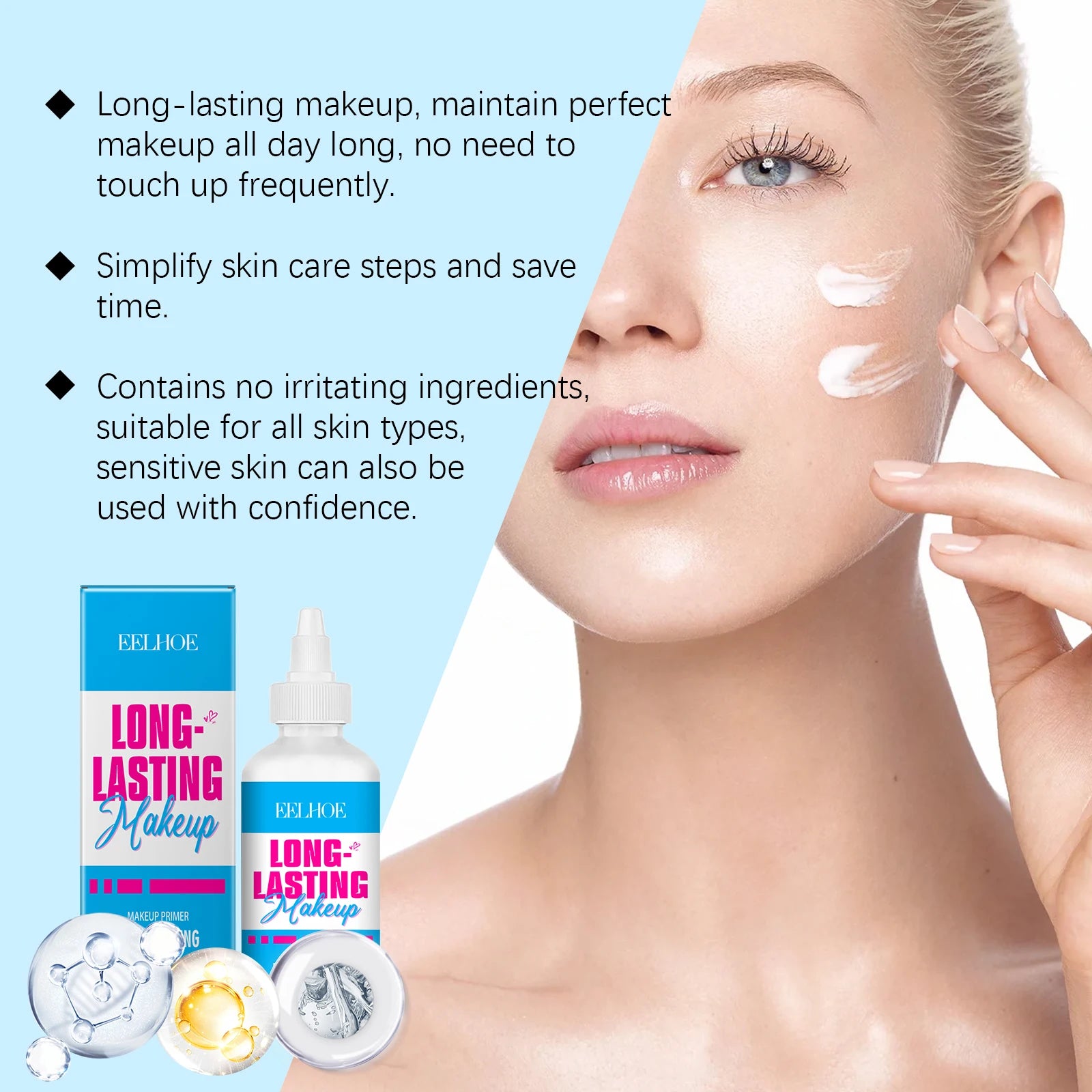 Tidesmit deep hydrating face primer cream texture close-up for dry skin moisture and long lasting base makeup