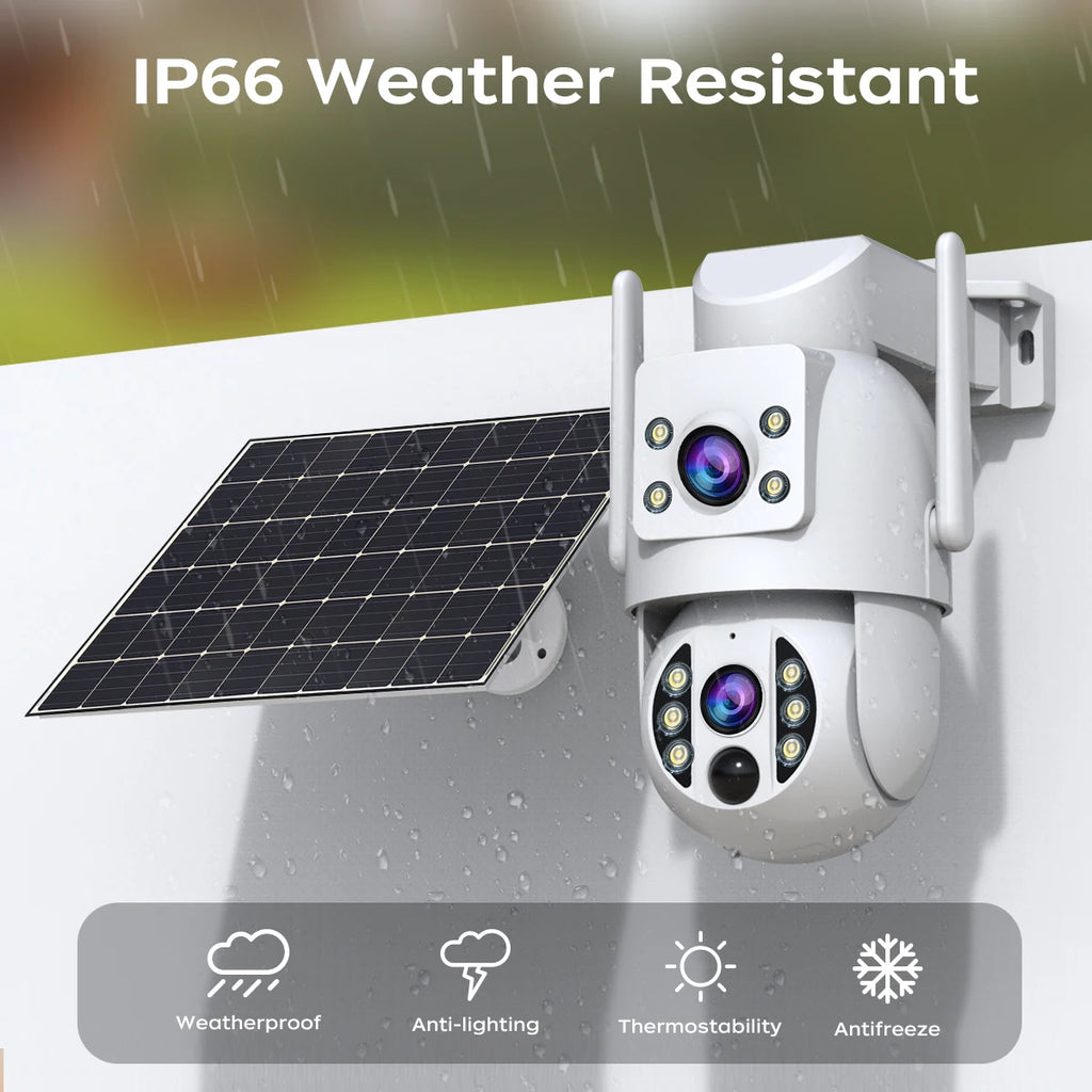 JOOAN 4K WiFi Solar Camera Dual Lens Outdoor Wireless AI Human PTZ IP Camera Built-in Battery Video Surveillance Camera
