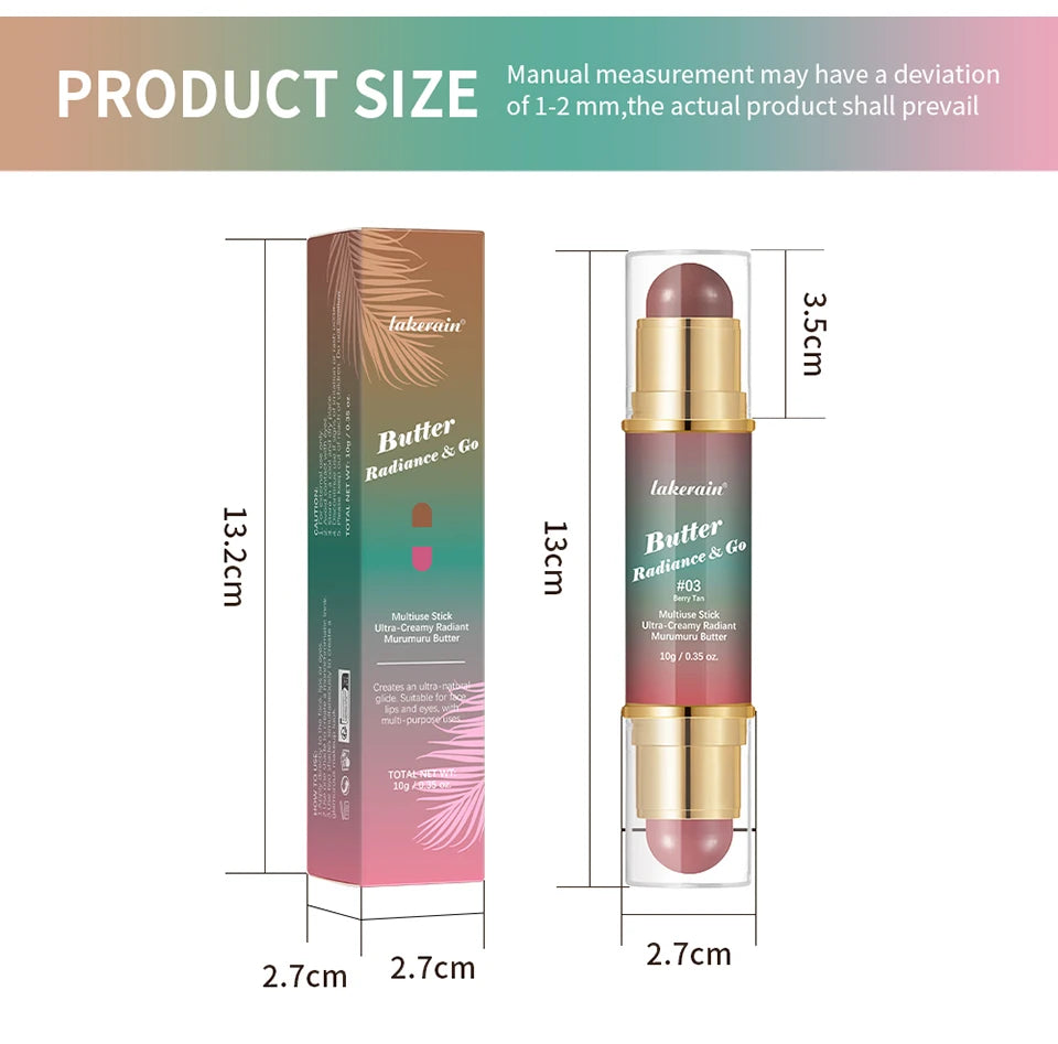Tidesmit Double-Headed Bronzer Blush Stick for cheeks and lips matte glow multiuse makeup detail view