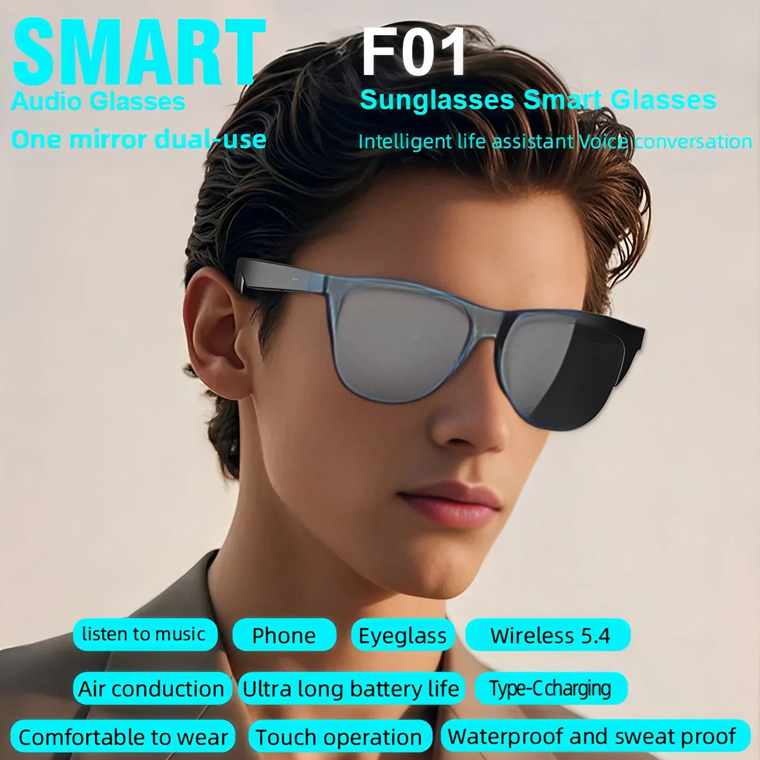 Bluetooth Audio Smart Glasses F06 - Wireless Spatial Sound Eyewear Tidesmit