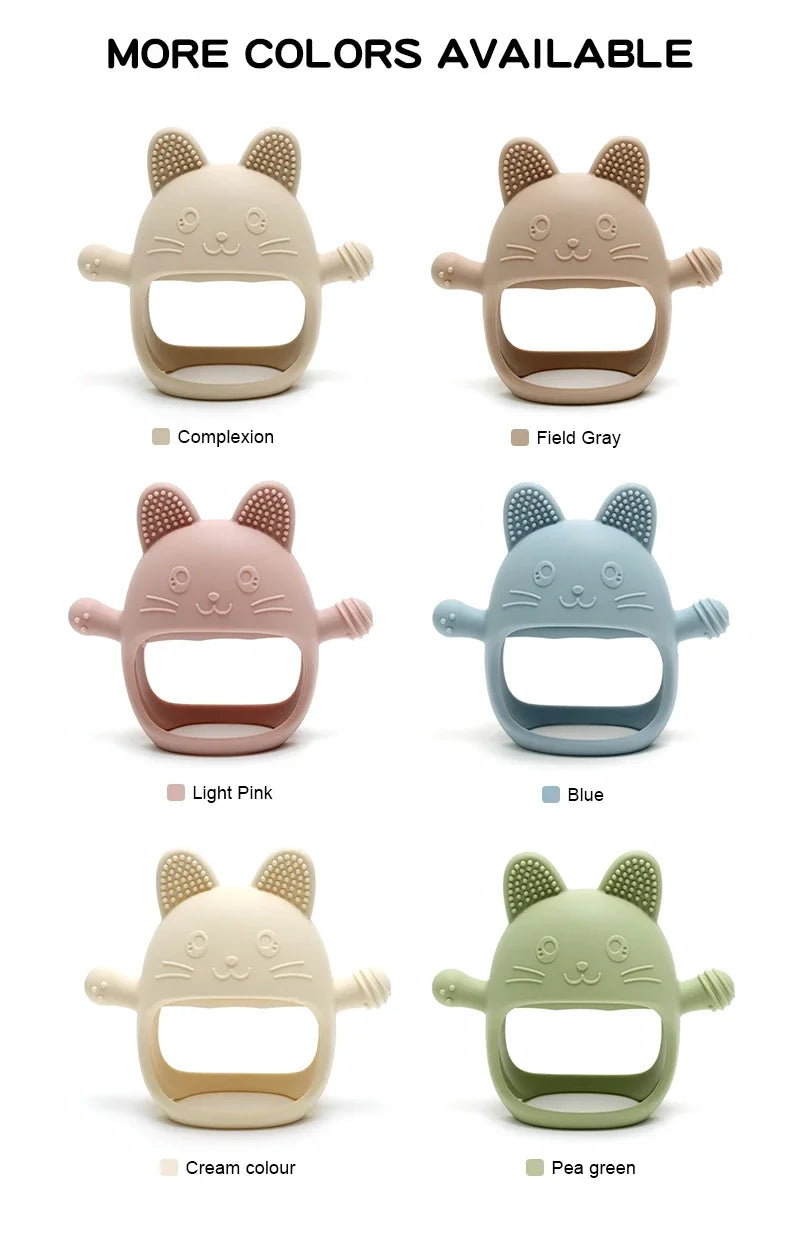 Baby Teether Cat Gloves Teether Silicone Anti-eating Hand Molar Stick Massage Gums Baby Anti-biting Teether Baby Accessories